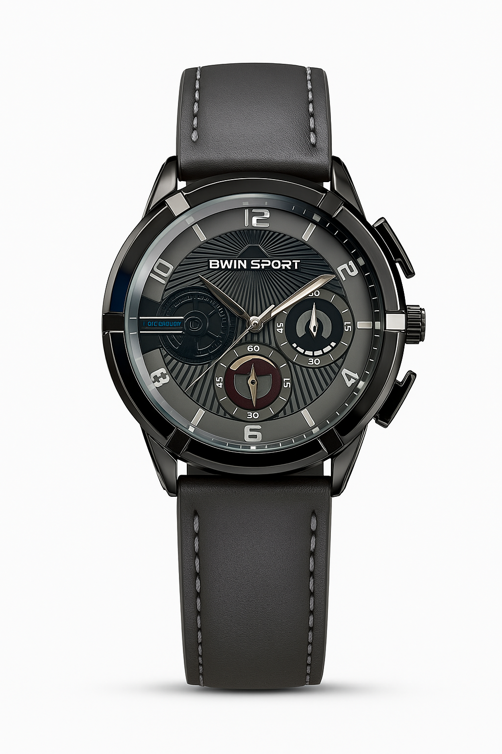 BWN Men’s Chronograph Watch Grey Leather Strap