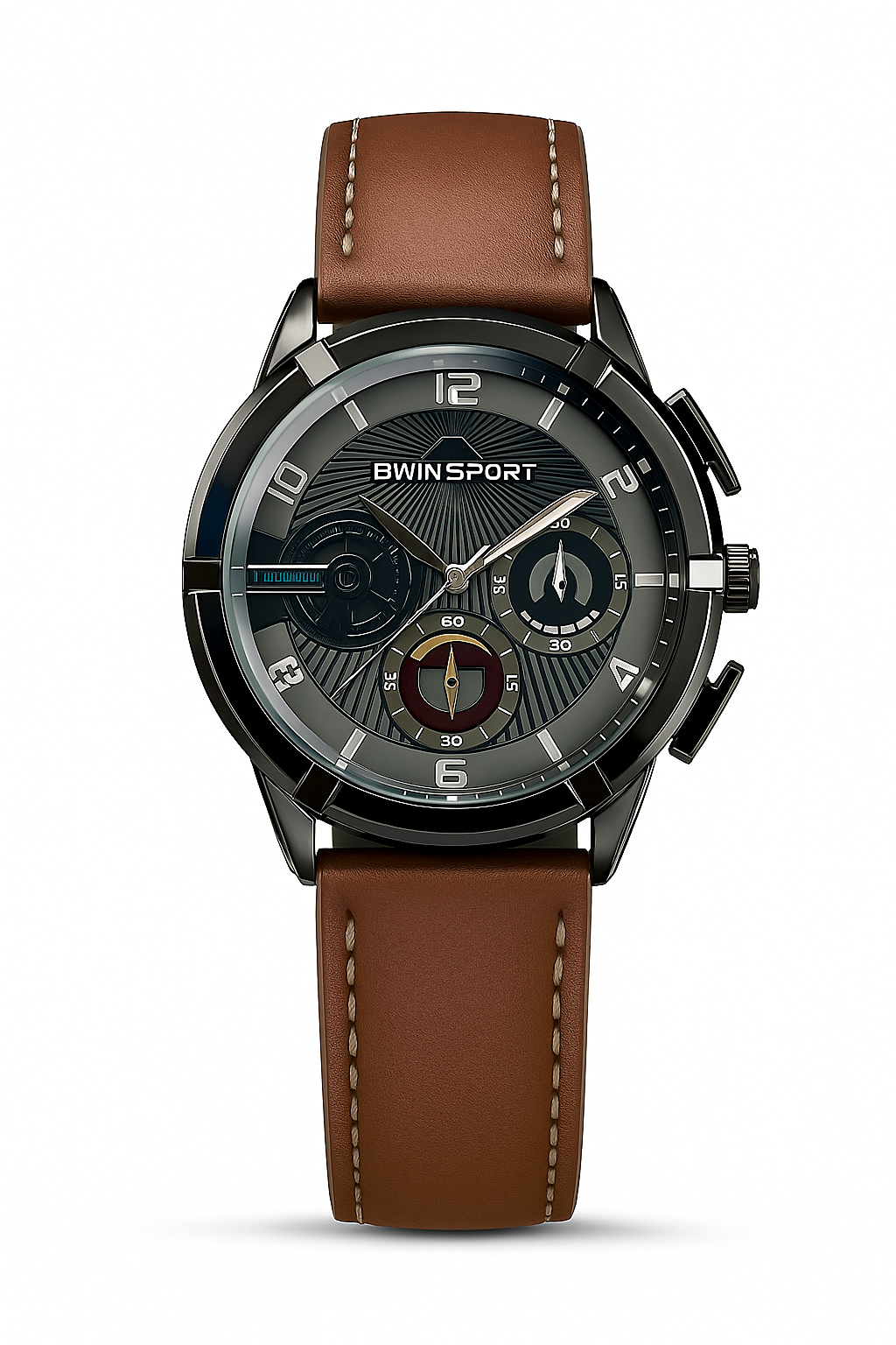 BWN Men’s Chronograph Watch Brown Leather Strap