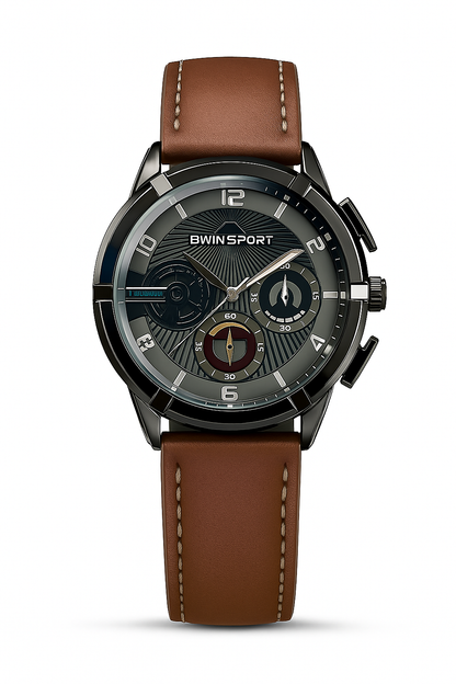 BWN Men’s Chronograph Watch Brown Leather Strap