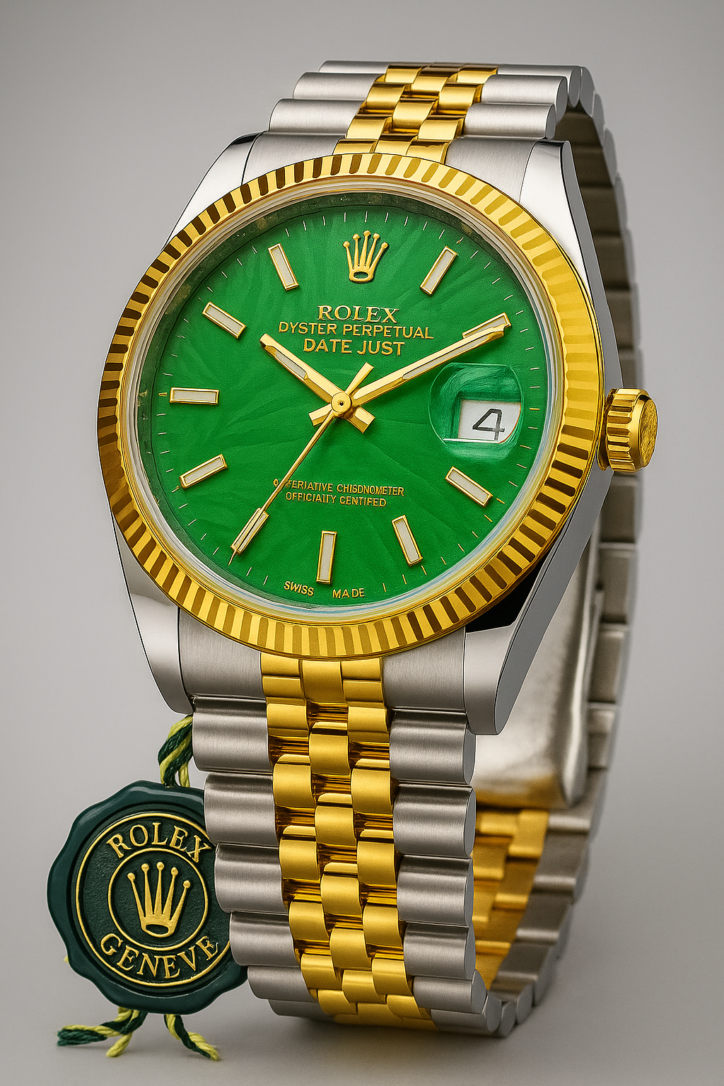 Two-Tone Men’s Watch Green Dial & Gold Accents