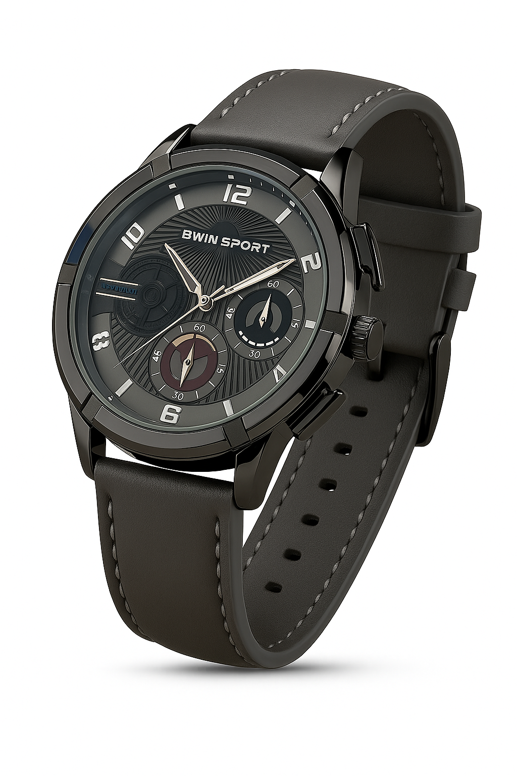 BWN Men’s Chronograph Watch Grey Leather Strap