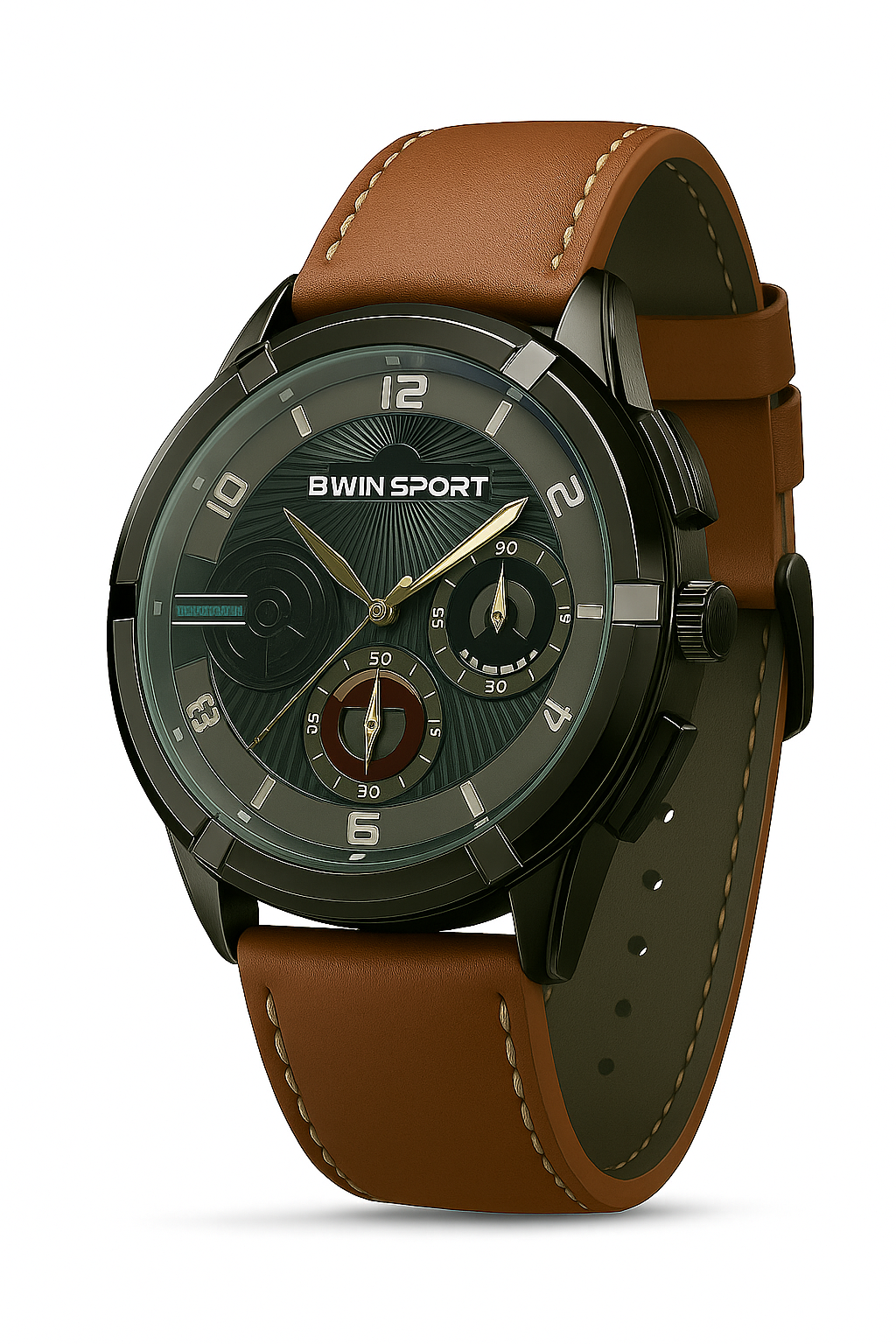BWN Men’s Chronograph Watch Brown Leather Strap