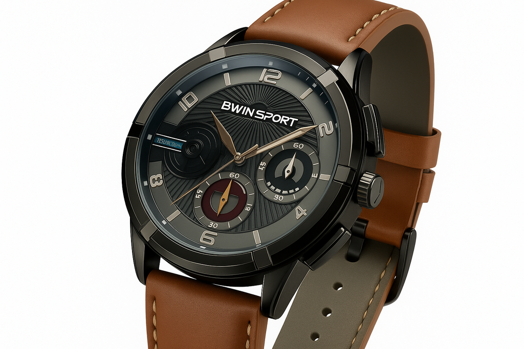 BWN Men’s Chronograph Watch Brown Leather Strap