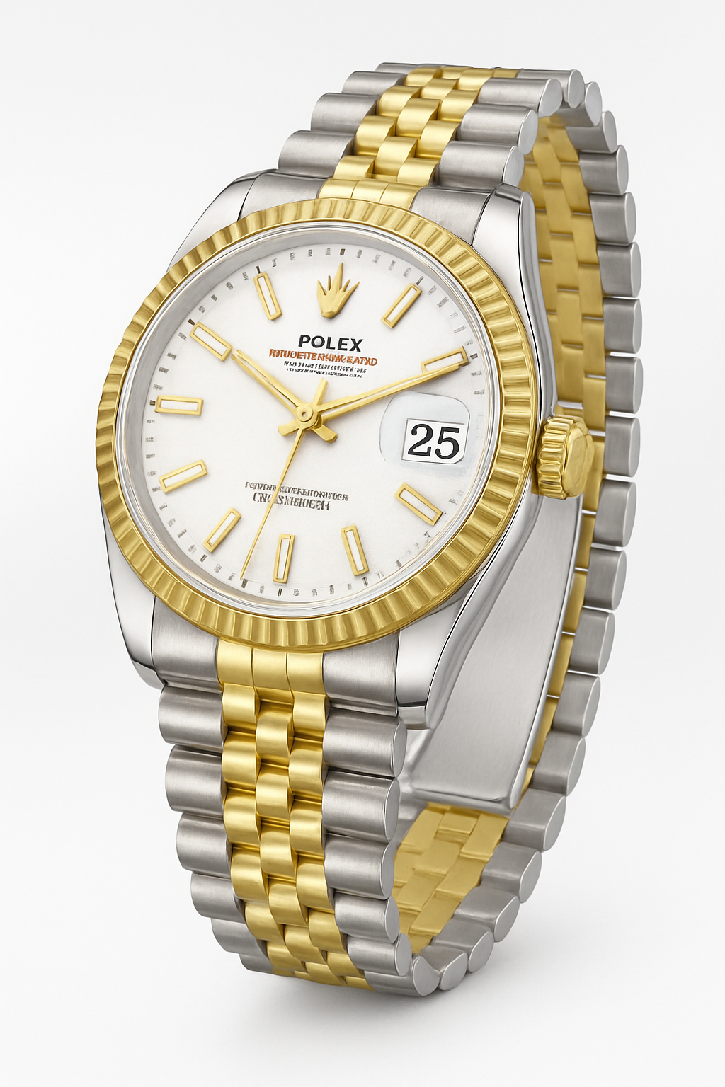 Two-Tone Men’s Watch White Dial & Gold Accents